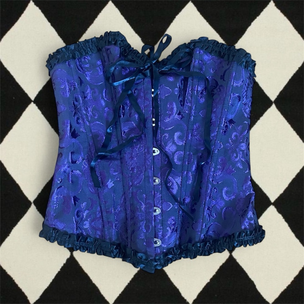 90s Purple Corset Top with Black Trim